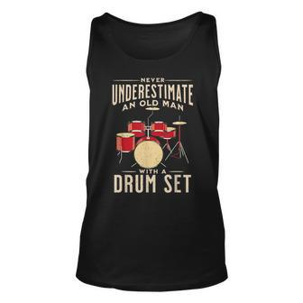 Never Underestimate An Old Man With A Drum Set Musician Old Man Tank Top | Mazezy