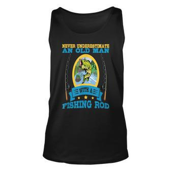 Never Underestimate An Old Man With A Fishing Rod Old Man Tank Top | Mazezy AU
