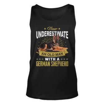 Never Underestimate An Old Man German Shepherd Dog Dad Old Man Tank Top | Mazezy