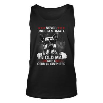 Never Underestimate An Old Man With A German Shepherd Old Man Tank Top | Mazezy