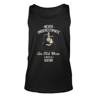 Never Underestimate An Old Man With A Guitar Acoustic Player Old Man Tank Top | Mazezy