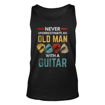 Never Underestimate An Old Man With A Guitar Saying Tank Top | Mazezy