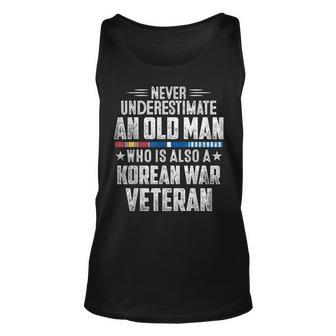 Never Underestimate Old Man Korean War Veteran Grandpa Tank Top | Mazezy