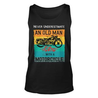 Never Underestimate An Old Man With A Motorcycle Bikers Gear Tank Top | Mazezy