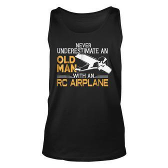 Never Underestimate And Old Man With An Rc Airplane T Old Man Tank Top | Mazezy