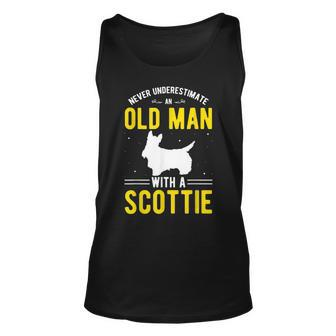 Never Underestimate An Old Man With A Scottie Old Man Tank Top | Mazezy