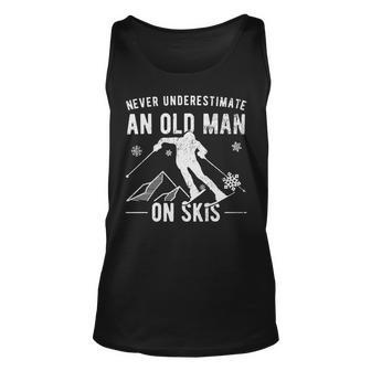 Never Underestimate An Old Man On Skis Skiing Old Man Tank Top | Mazezy