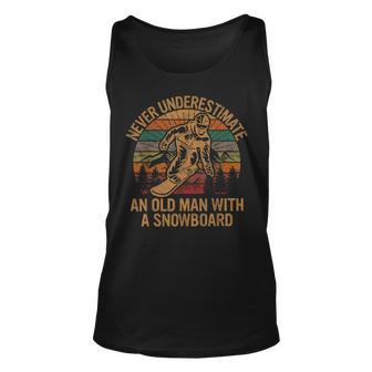 Never Underestimate An Old Man With A Snowboard Snowboarding Old Man Tank Top | Mazezy
