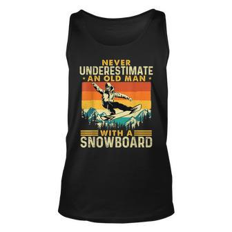 Never Underestimate An Old Man Snowboarding Snowboarder Old Man Tank Top | Mazezy