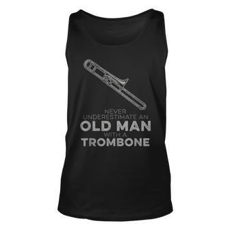 Never Underestimate An Old Man With A Trombone Humor Old Man Tank Top | Mazezy