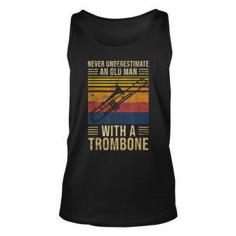 Never Underestimate An Old Man With A Trombone Old Man Tank Top | Mazezy
