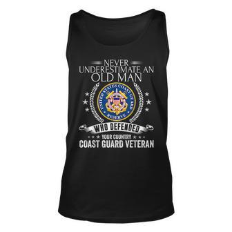 Never Underestimate An Old Man Us Coast Guard Veteran Veteran Tank Top | Mazezy