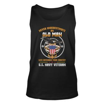 Never Underestimate An Old Man Us Navy Military Veteran Veteran Tank Top | Mazezy CA