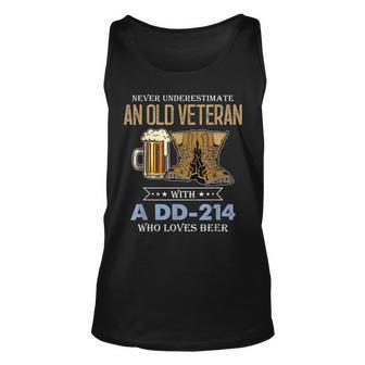 Never Underestimate An Old Veteran With A Dd 214 Who Loves Veteran Tank Top | Mazezy