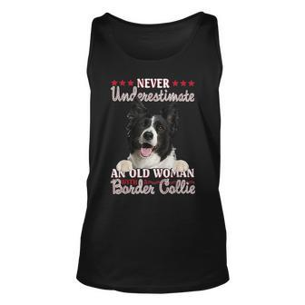 Never Underestimate An Old Woman With A Border Collie Old Woman Tank Top | Mazezy