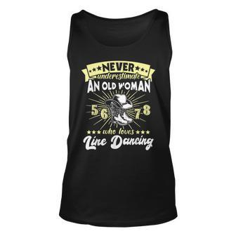 Never Underestimate An Old Woman At Line Dance Old Woman Tank Top | Mazezy