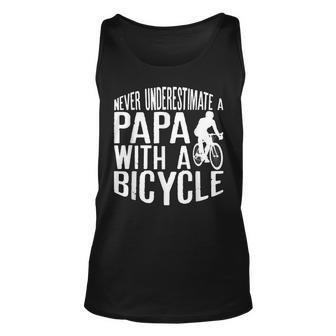 Never Underestimate A Papa With A Bicycle Cool T Papa Tank Top | Mazezy