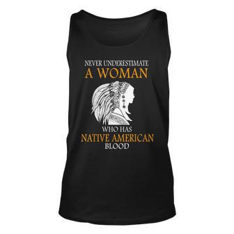 Never Underestimate Woman With Blood Native American Native American Tank Top | Mazezy