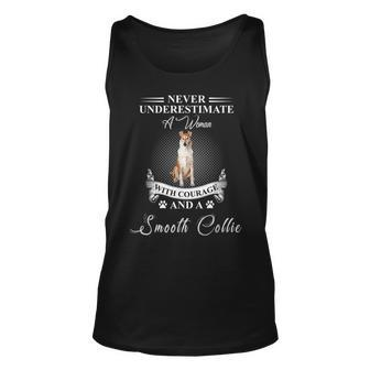 Never Underestimate A Woman With Courage And A Smooth Collie Tank Top | Mazezy
