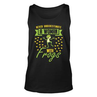 Never Underestimate A Woman With Frogs Toad Frog For Frog Lovers Tank Top | Mazezy