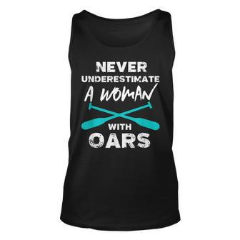 Never Underestimate A Woman With Oars Rowing Kayaking Crew Kayaking Tank Top | Mazezy