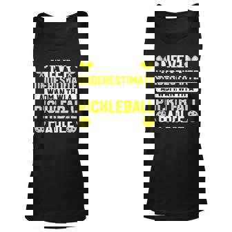 Never Underestimate A Woman With A Pickleball Paddle Pickleball Tank Top | Mazezy