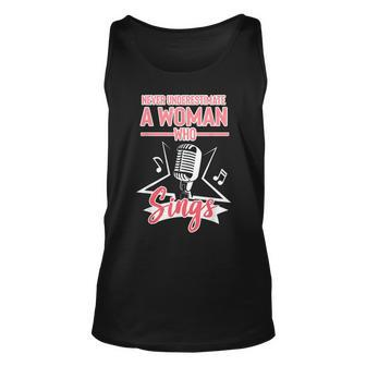 Never Underestimate A Woman Who Sings Lead Singer Singing Singer Tank Top | Mazezy UK