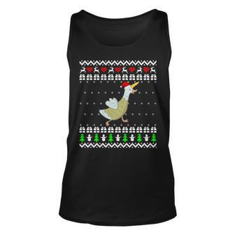 Unicorn Goose Ugly Christmas Sweater Tank Top - Monsterry