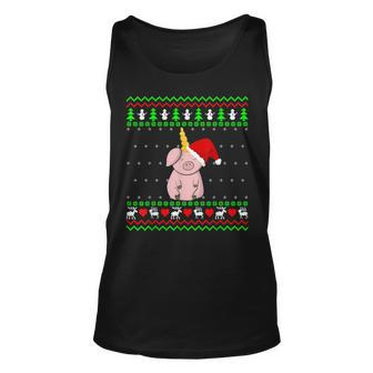 Unicorn Pig Ugly Christmas Sweater Tank Top - Monsterry