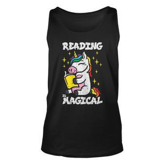 Unicorn Reading Magical Book Lover Bookworm Girls Librarian Reading Tank Top | Mazezy
