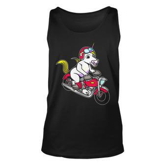 Unicorn With A Motorbike Biker Motorcycle Dirt Bike Vintage Unisex Tank Top | Mazezy