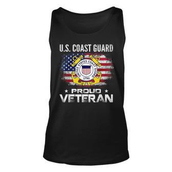 Us Coast Guard Proud Veteran With American Flag Veteran Tank Top | Mazezy AU