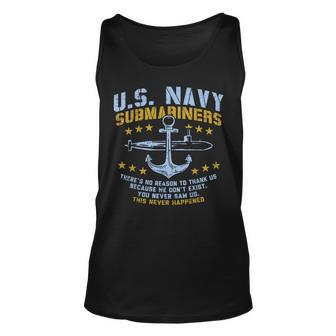 Us Navy Submariners Anchor No Reason Thank Us Veteran Gift Unisex Tank Top | Mazezy