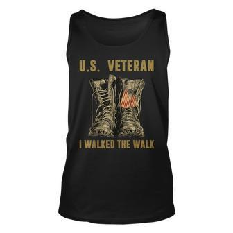 Us Veteran I Walked The Walk Us Army American Flag Vintage Unisex Tank Top | Mazezy