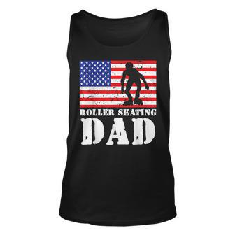 Usa American Distressed Flag Roller Skating Dad Men For Him For Dad Tank Top | Mazezy