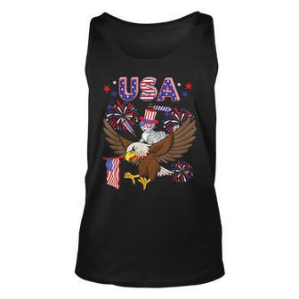 Usa Cute Cat Sunglasses Riding Eagle 4Th Of July Lover Usa Tank Top | Mazezy