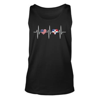 Usa Dominican Republic Heartbeat America Flag Heart Unisex Tank Top - Thegiftio UK