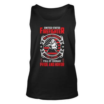 Usa Firefighter Pride And Honor Fireman Dad Brother Unisex Tank Top | Mazezy