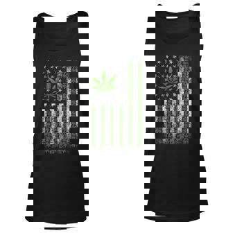 Usa Flag Marijuana Weed Leaf Flag Cannabis Stoner 420 Usa Tank Top | Mazezy