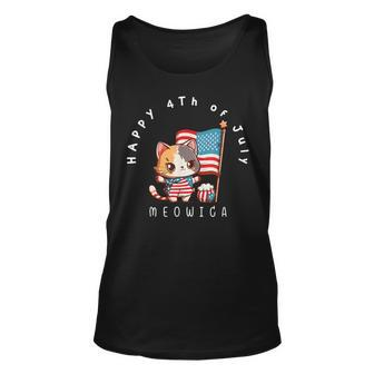 Usa Patriotic Cat Celebrating The 4Th Of July Meoica Unisex Tank Top - Monsterry