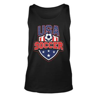Usa Soccer - American Flag Football Player Unisex Tank Top - Seseable