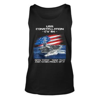 Uss Constellation Cv 64 Aircraft Carrier Veteran Usa Flag Unisex Tank Top - Thegiftio UK