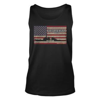 Uss Curtis Wilbur Ddg54 Guided Missile Destroyer Usa Flag Unisex Tank Top - Thegiftio UK