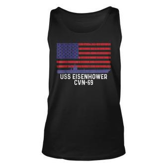 Uss Eisenhower Cvn69 Aircraft Carrier Vintage Usa Flag Unisex Tank Top - Thegiftio UK