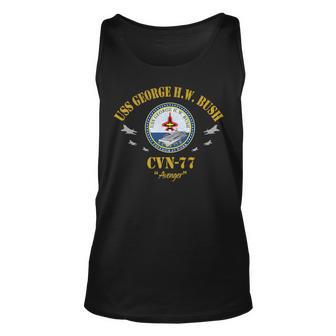 Uss George HW Bush Cvn-77 Aircraft Carrier Veteran Flag Unisex Tank Top - Thegiftio UK