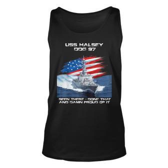 Uss Halsey Ddg-97 Destroyer Ship Usa Flag Veterans Day Xmas Unisex Tank Top - Thegiftio UK