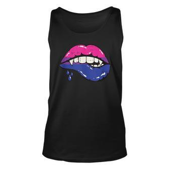 Vampire Lips Bi-Sexual Pride Sexy Blood Fangs Lgbt-Q Ally Unisex Tank Top | Mazezy