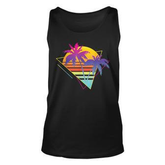 Vaporwave Palm Trees Sunset Beach Summer Vacation Vacation Tank Top | Mazezy