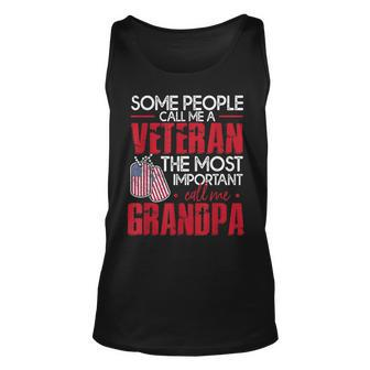 Veteran Most Important Call Me Grandpa Veteran Tank Top | Mazezy