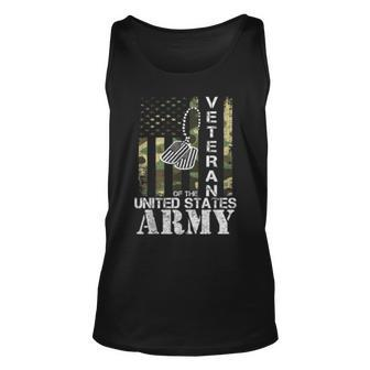 Veteran Of The United States Army American Flag Camo Unisex Tank Top | Mazezy